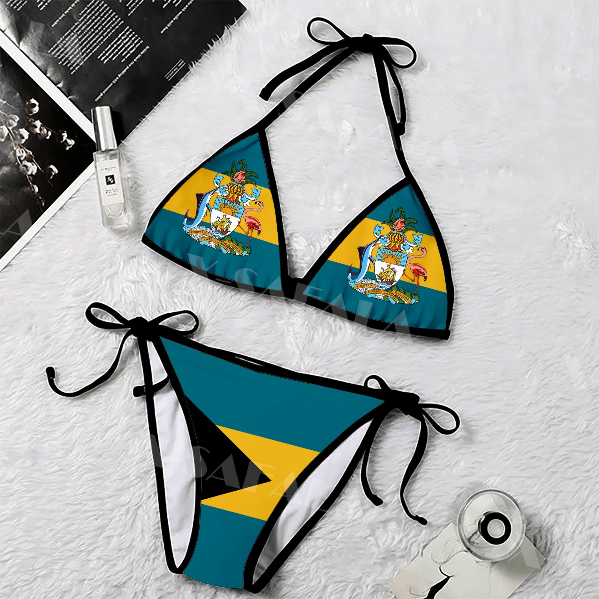 The West Indies Beautiful Bahamas Flag 3D Print Women Micro Bikini Set Summer Beachwear Sexy Beach Bathing Suits 7
