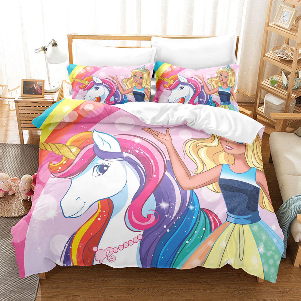3d cartoon style princess and unicorn ined 4 pieces bedding set kids 9427 9ph8b