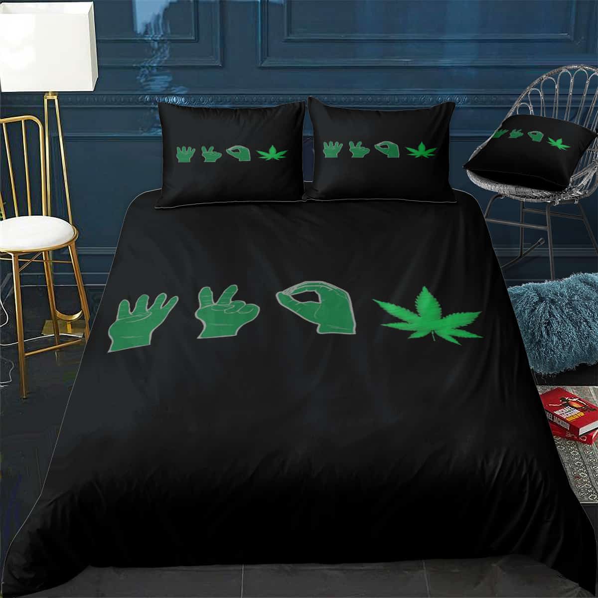 420 hands design weed 4pcs bedding set print 3d crystal velvetjuicy couture bedding 4390 gz0tr