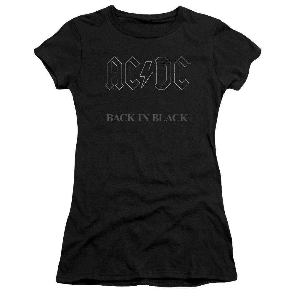 acdc back in black junior womens sheer t shirt black 1554