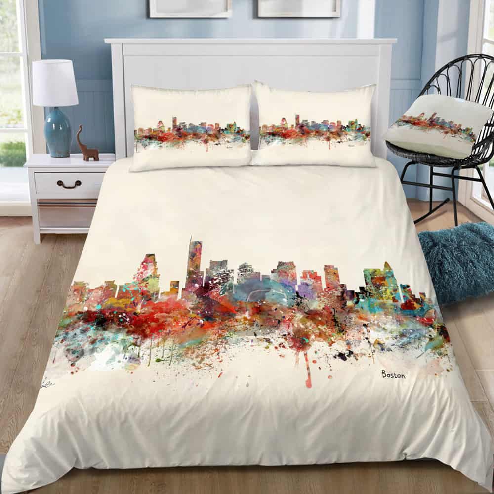 boston city watercolor 4pcs bedding set print 3d crystal velvetjuicy couture bedding 9670 tojvp