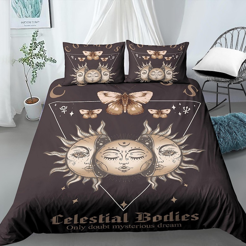 celestial bedding full moon mystical sun witchy dorm beddin set (4pcs) 6534 oe1pr
