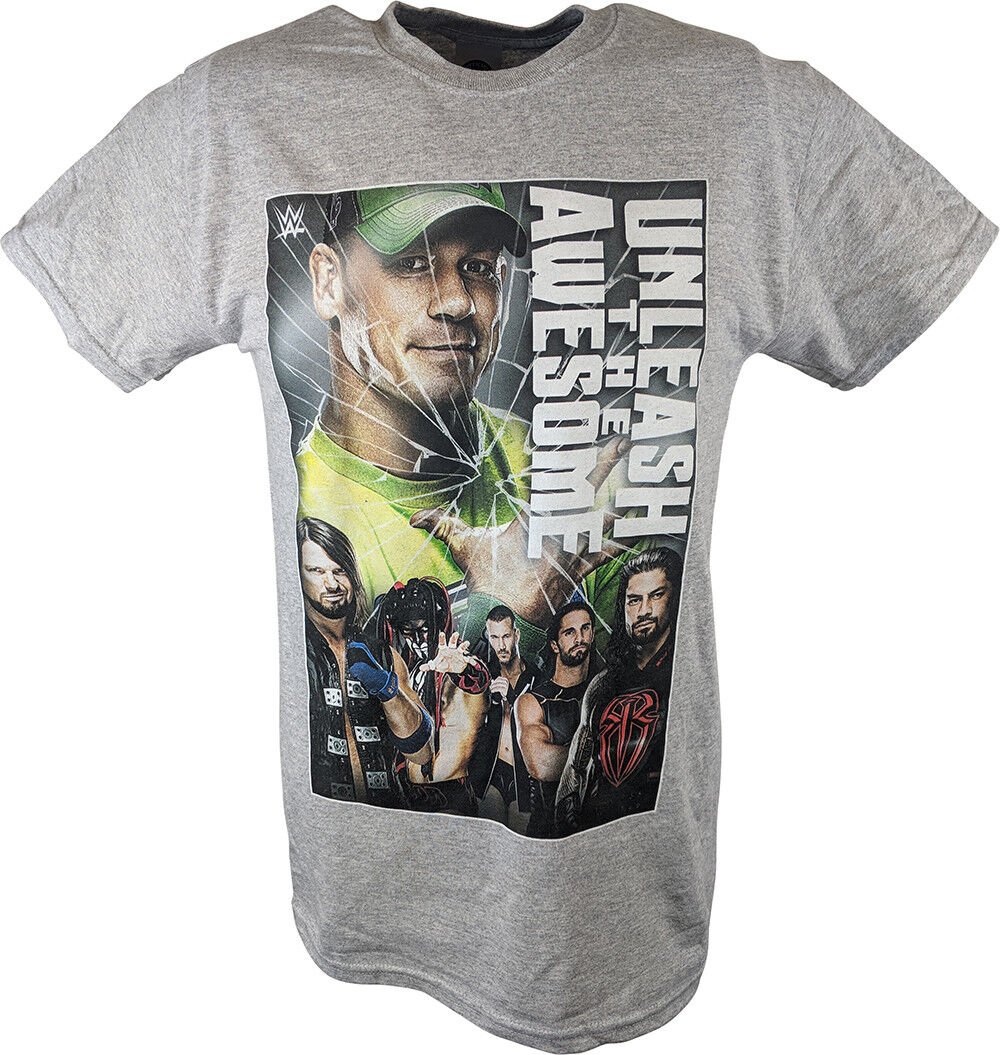 cena reigns styles unleash awesome wwe mens grey t shirt 5788