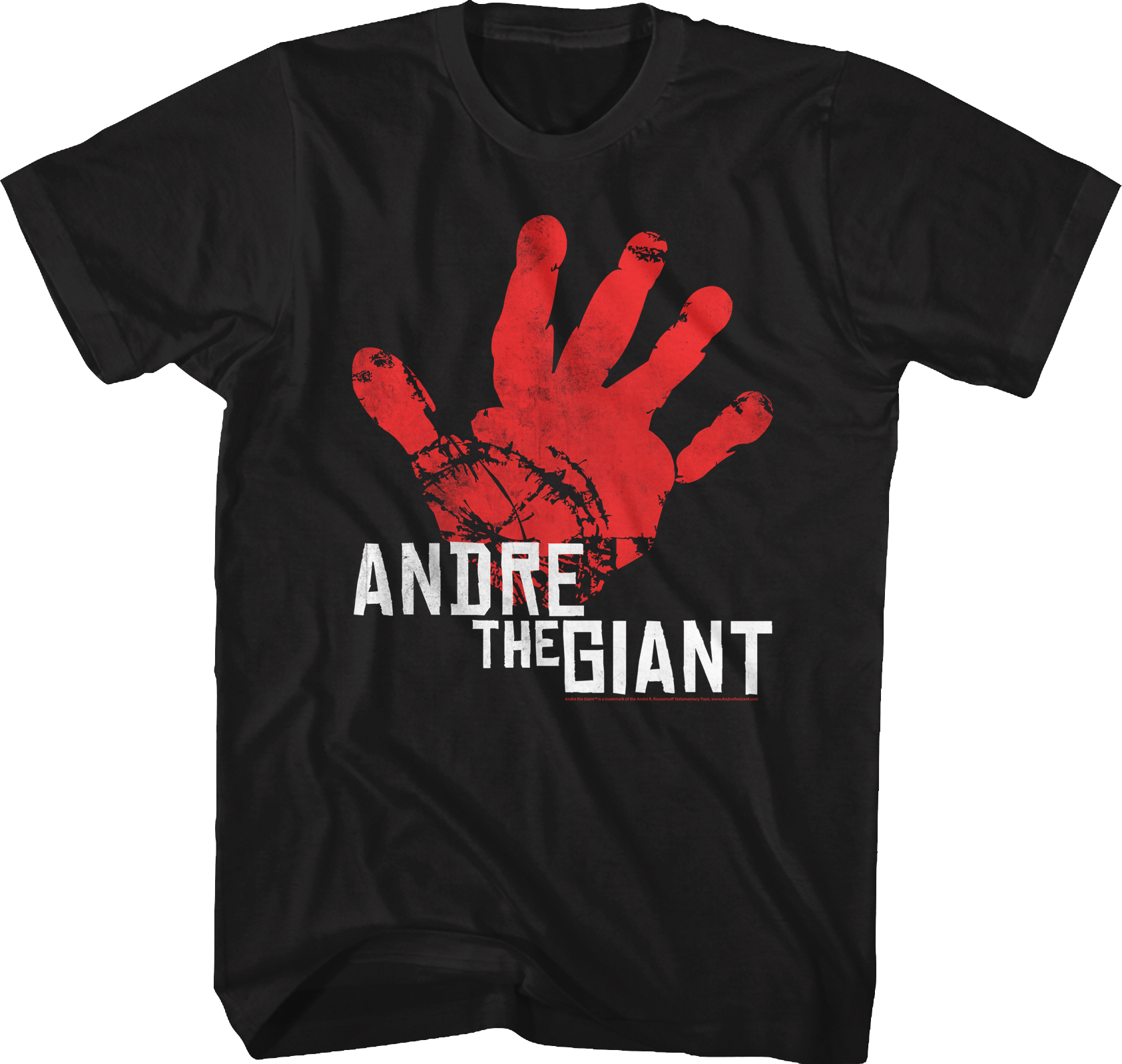 distressed handprint andre the giant t shirt 8215 cvqyd