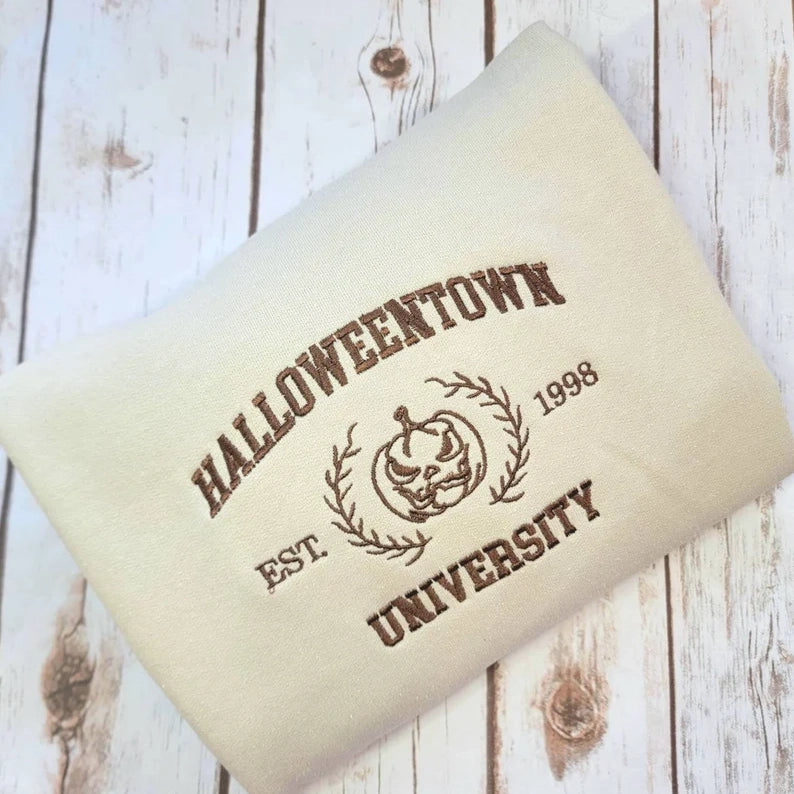 halloween town university embroidered sweatshirt halloween embroider sweatshirt horror movie hoodie embroidery 5730 vnaws