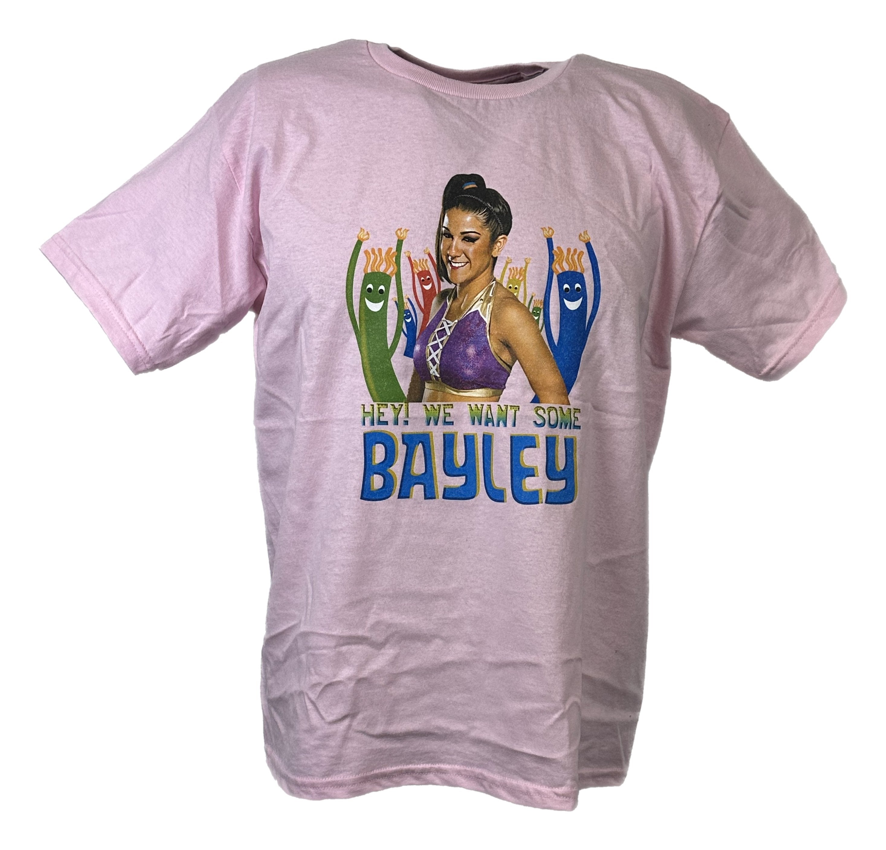 hey! we want some bayley superstar youth kids light pink t shirt 4105 hddy5