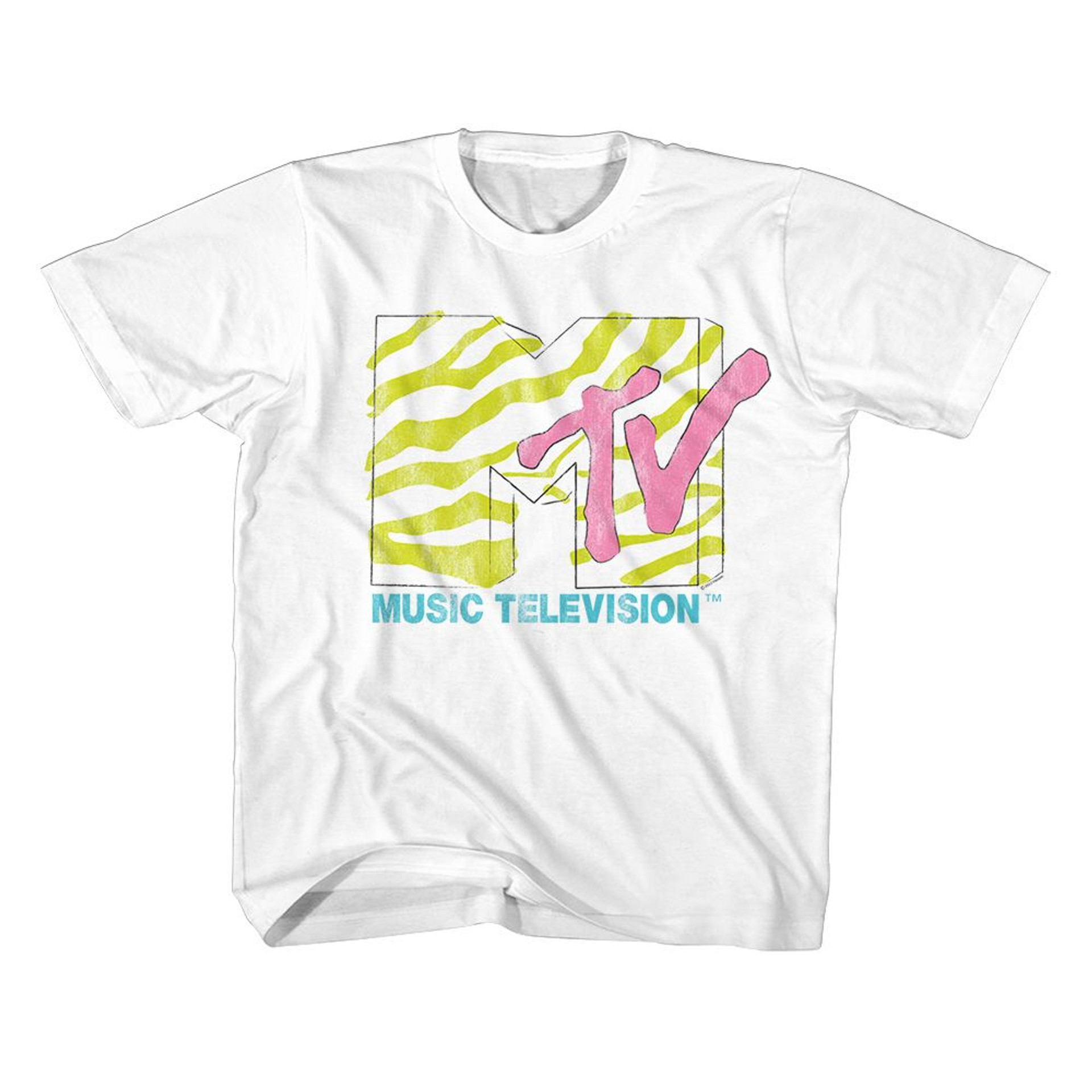 mtv neon zebra logo white unisex t shirt 1907 rjmbc
