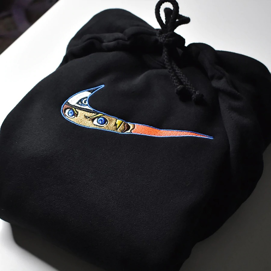 Naruto X NIKE Embroidered Sweatshirt, Anime Embroider Sweatshirt, Naruto Movie Hoodie Embroidery