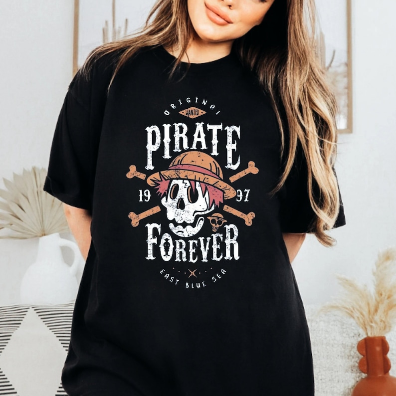 pirate forever one piece t shirt straw hat jolly roger shirt 9594 6ipjo