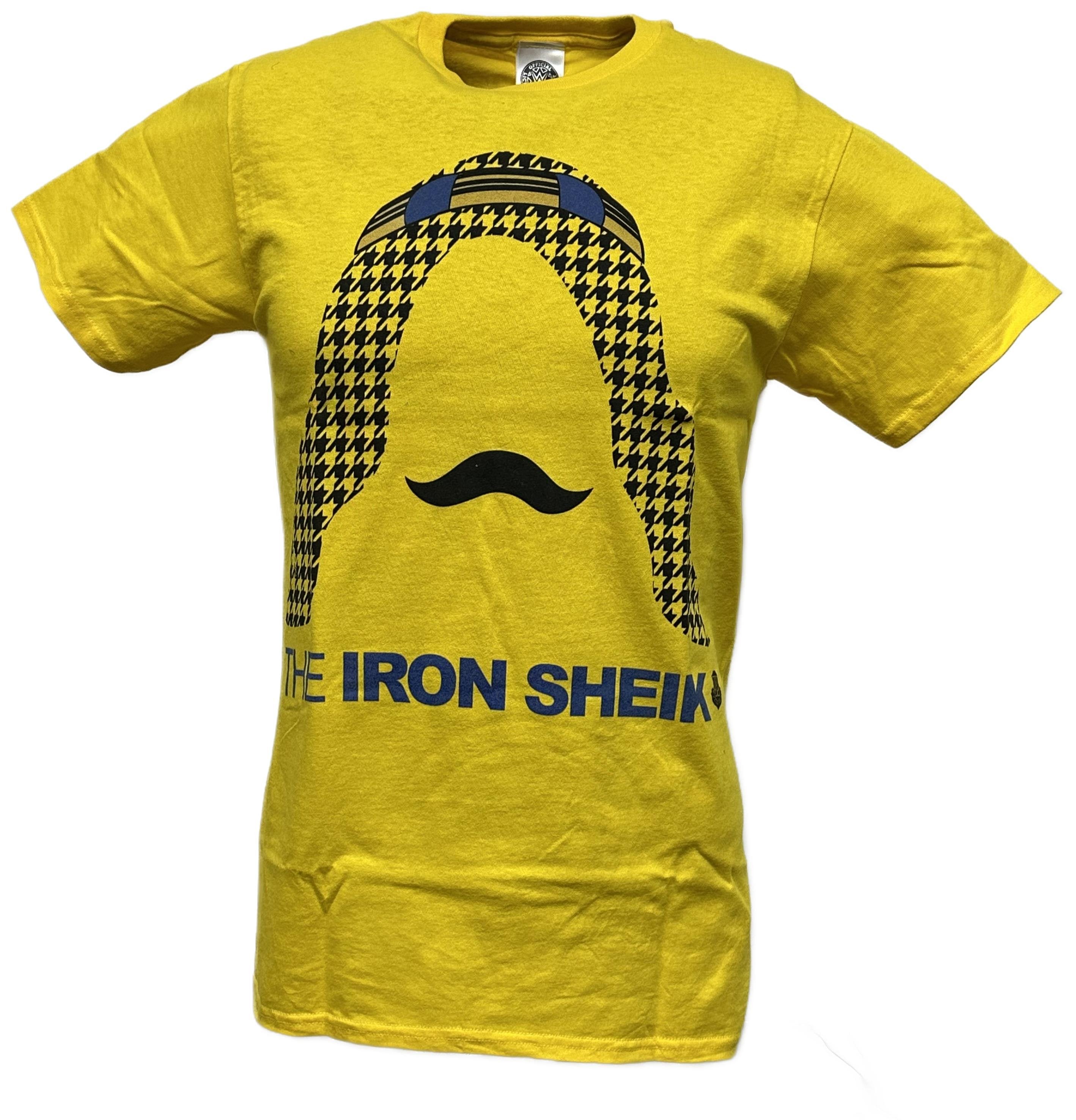 the iron sheik wwe mens yellow legends t shirt 9443
