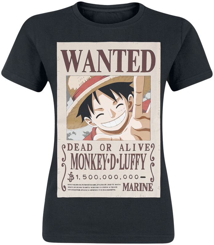 wanted t shirt black by one piece 4210 qymsg