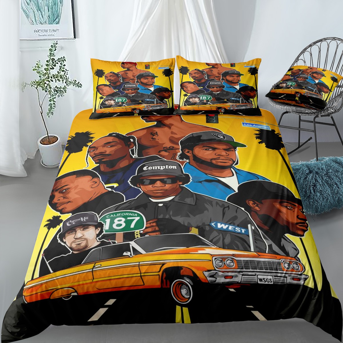 west coast hip hop 4pcs bedding set print 3d crystal velvetjuicy couture bedding 2651 vwmok