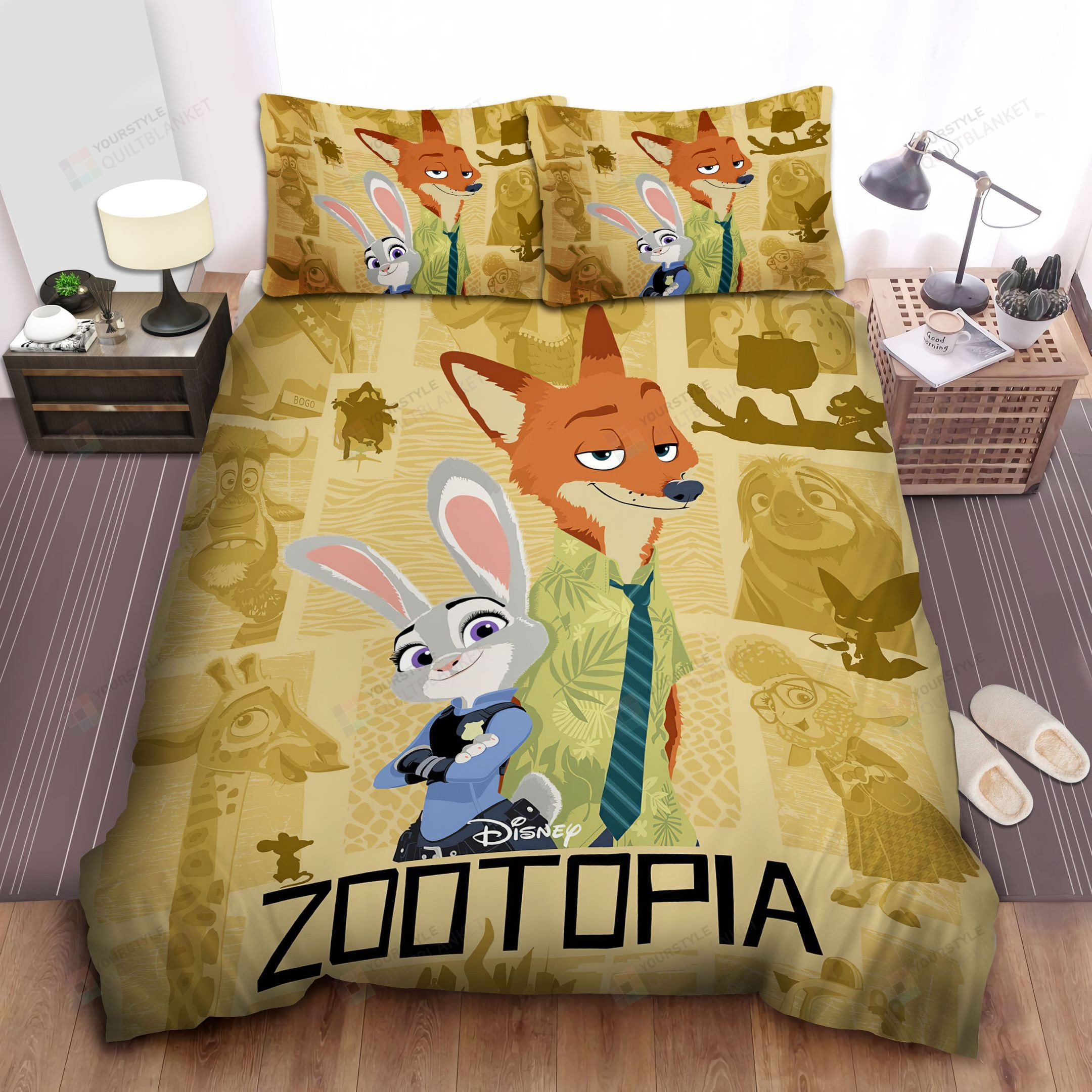 zootopia nick and judy digital illustration movie poster bed sheets spread comforter duvet cover bedding sets 2144 wk1m5